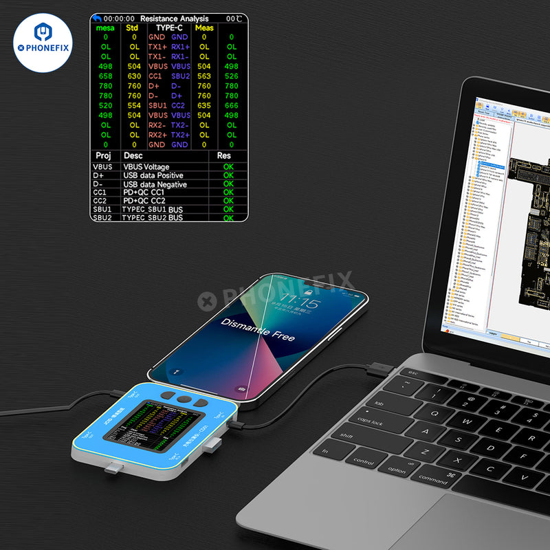 JCID CD01 Charging Detector With JC Drawing Type-C Lightning Port