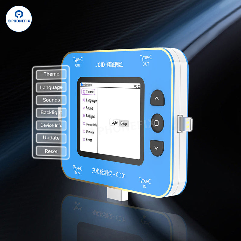 JCID CD01 Charging Detector With JC Drawing Type-C Lightning Port