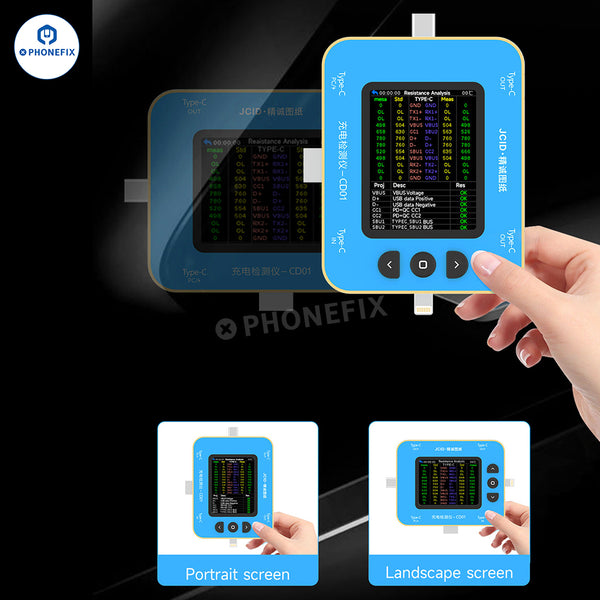 JCID CD01 Charging Detector With JC Drawing Type-C Lightning Port