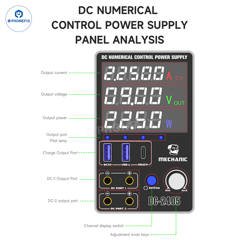 MECHANIC DC-2405 Digital Dual Channel DC Power Supply 24V 5A