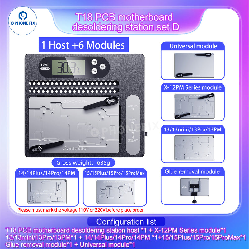 I2C T18 Motherboard Layered Desoldering Station For iPhone X-15 Pro Max