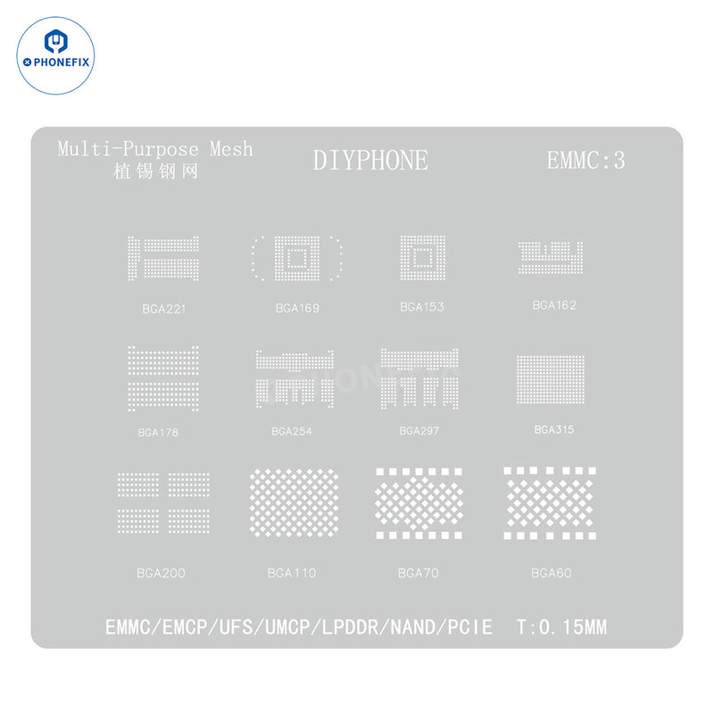 Amaoe BGA Reballing Stencil For EMMC/EMCP/UFS IC Chip Soldering