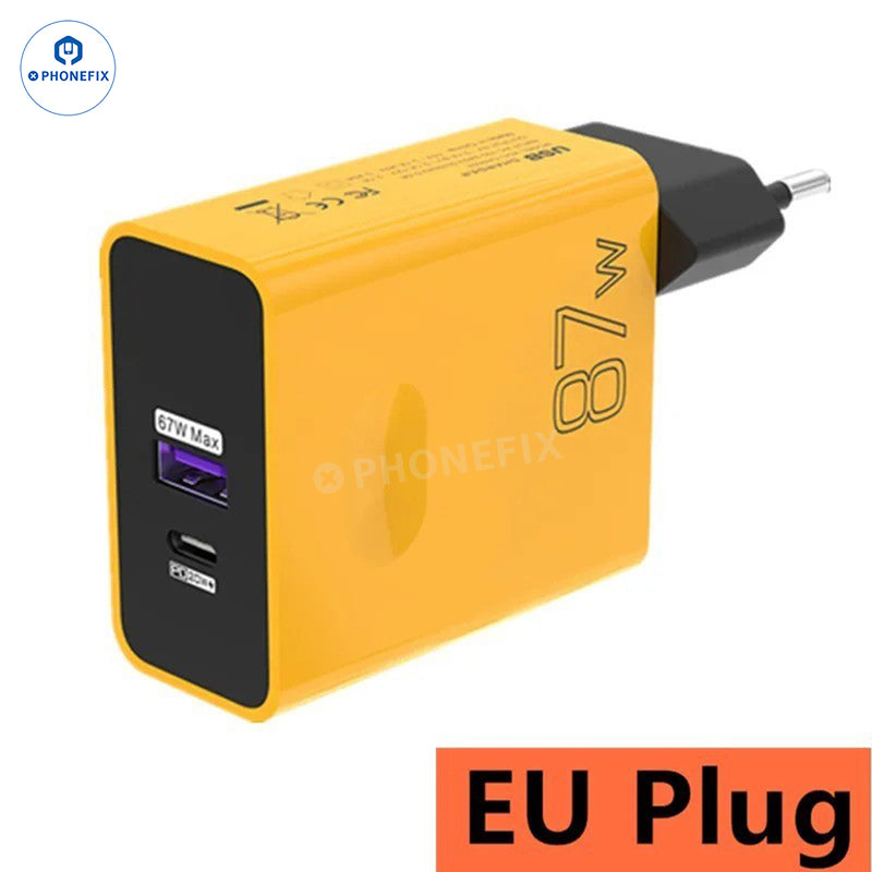 87W Full Protocol Super Fast Charging USB Dual Fast Charger Adapter