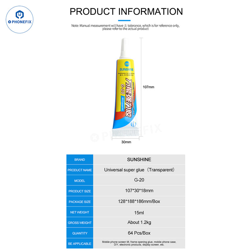 SUNSHINE G-20 G-21 Glue Adhesive For Phone LCD Frame Back Glass