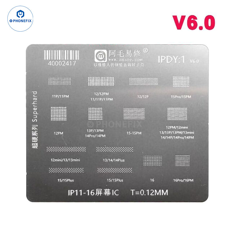 LCD IC BGA Reballing Stencil For iPhone 11-16PM Screen Chip Repair