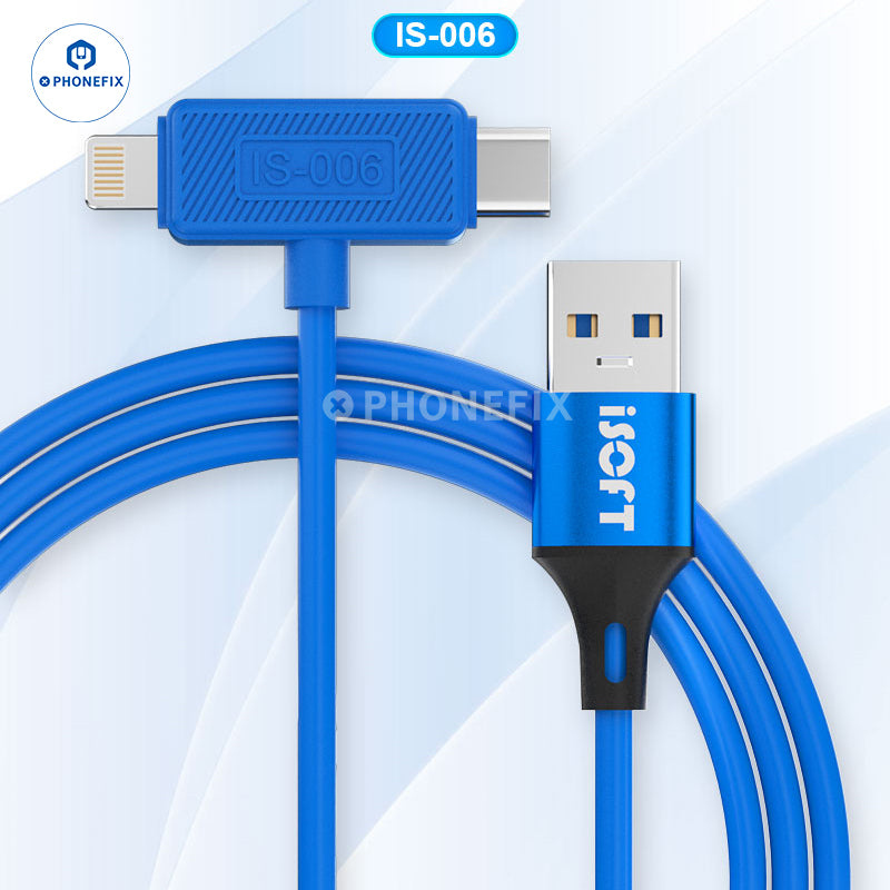 ISOFT IS-006 Lightning USB-C Dual Head Data Cable For iPhone iPad