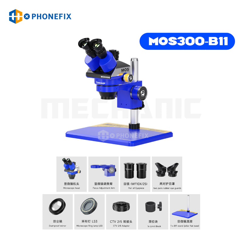 MECHANIC MOS300 6-45X Stereo Trinocular Binocular Microscope