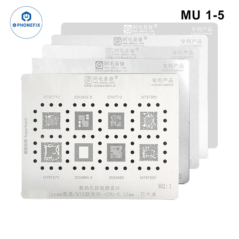 AMAOE BGA Reballing Stencil MTK CPU MU:1-MU:5 Steel Mesh