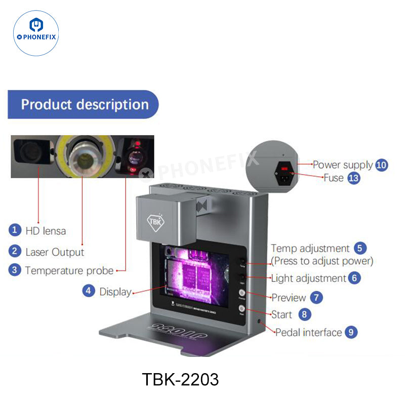 TBK 2203 2205 Laser Welding Machine for Chip Desoldering Glue Removal