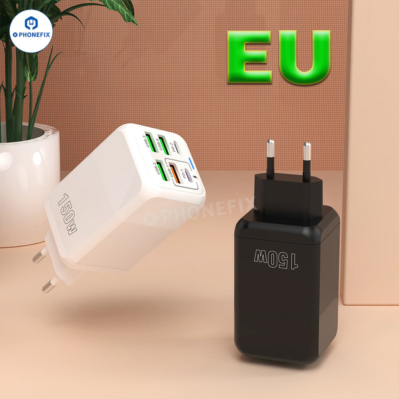 150W Multi Port Fast Charger Adapter Portable Travel USB Charger