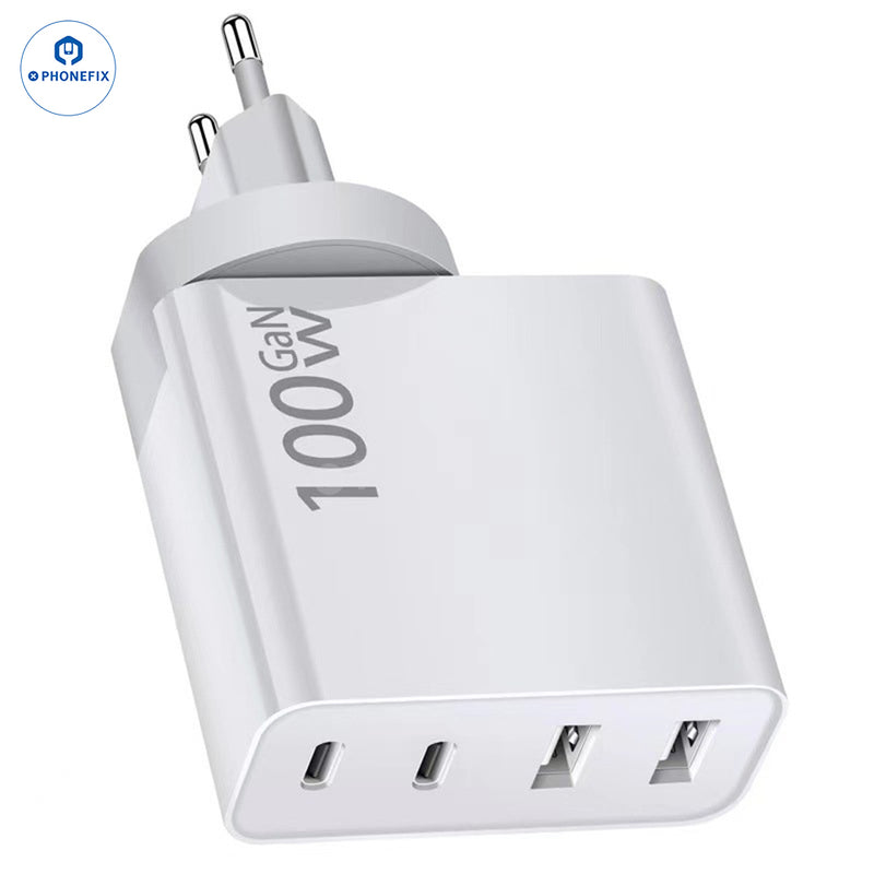 GaN PD-100W Charger with Convertible Plug for Laptops and Mobile Phone