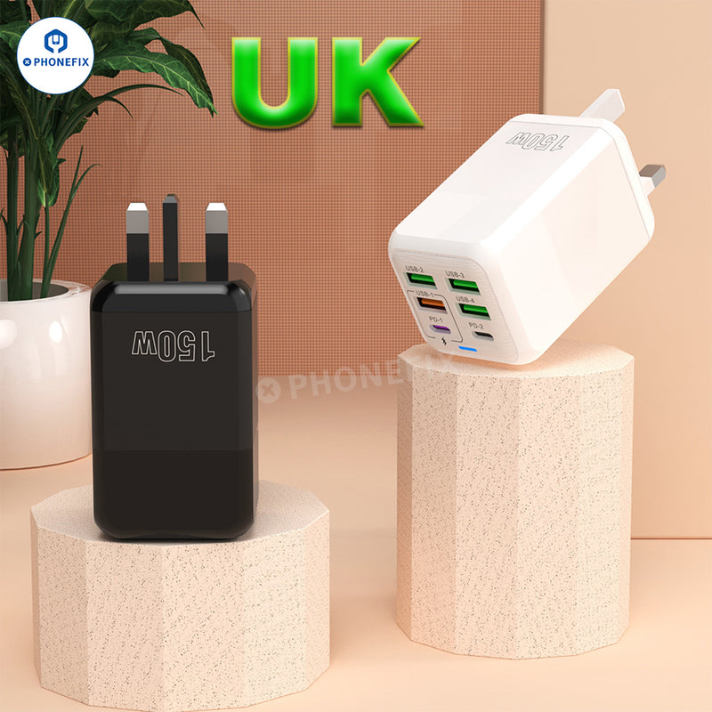 150W Multi Port Fast Charger Adapter Portable Travel USB Charger