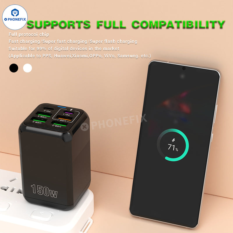 150W Multi Port Fast Charger Adapter Portable Travel USB Charger