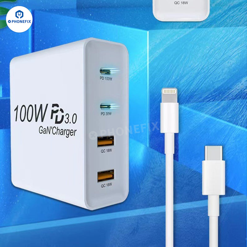 GaN PD-100W Charger with Convertible Plug for Laptops and Mobile Phone