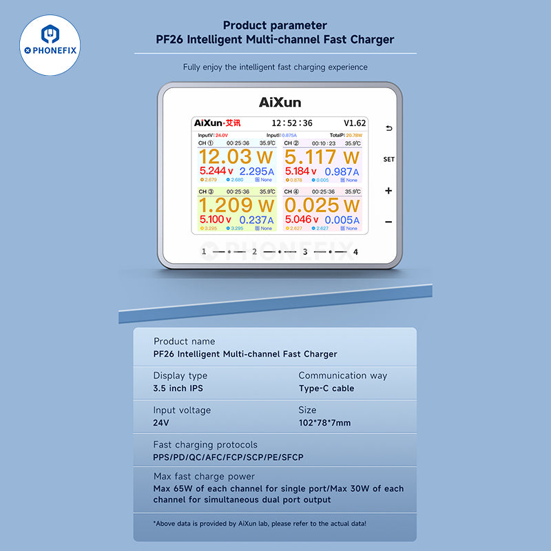 AiXun PF26 Smart Fast Charger Multi-channel 8 Ports Charging Station