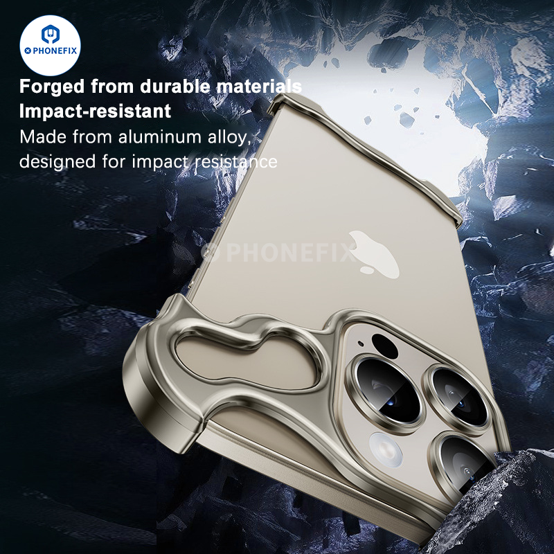 Metal Corner Pad Anti-fall Frameless Phone Case for iPhone 12-16