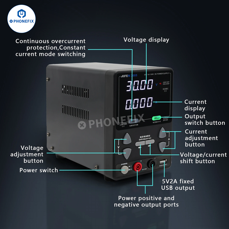 AIFEN 3005 Intelligent 150W 30V 5A DC Power Supply 4-digit Display