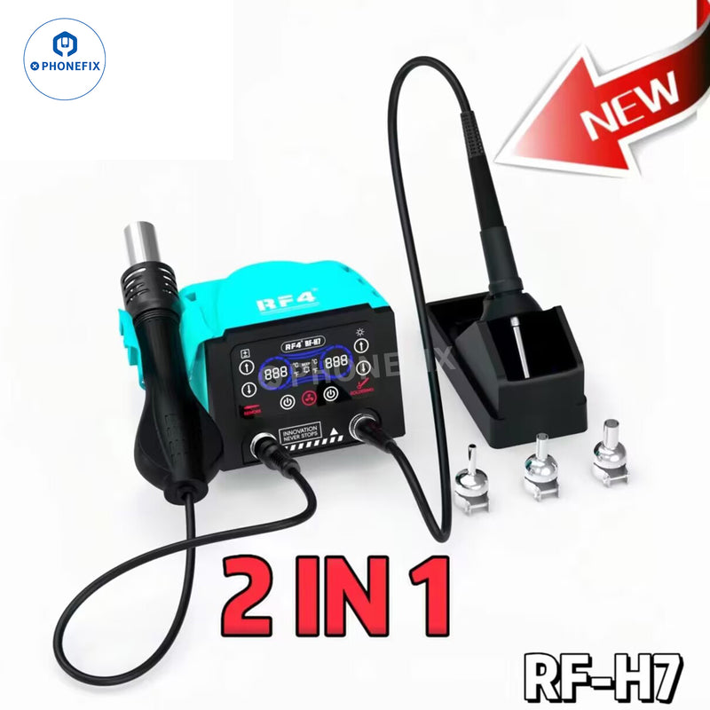 RF-H6 RF-H7 Hot Air Soldering Iron 2 in 1 Station Digital Touch Display