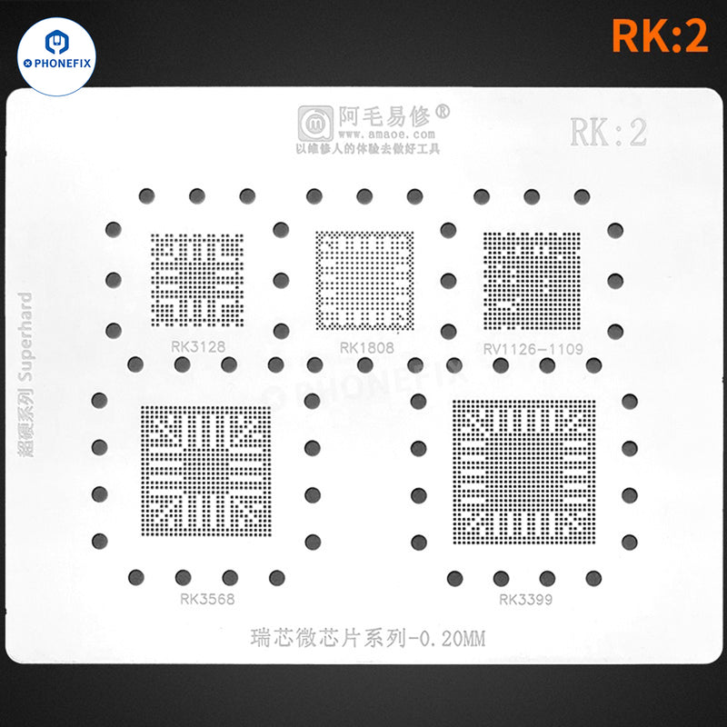 AMAOE RK1/2/3/4 Rockchip Chip Series BGA Reballing Stencil