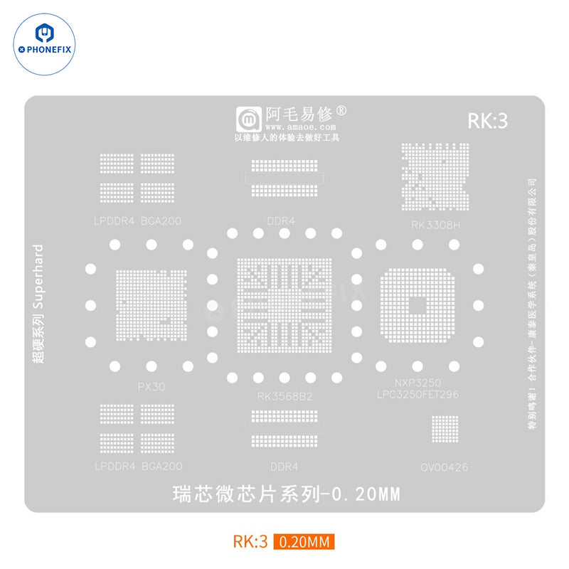 AMAOE RK1/2/3/4 Rockchip Chip Series BGA Reballing Stencil