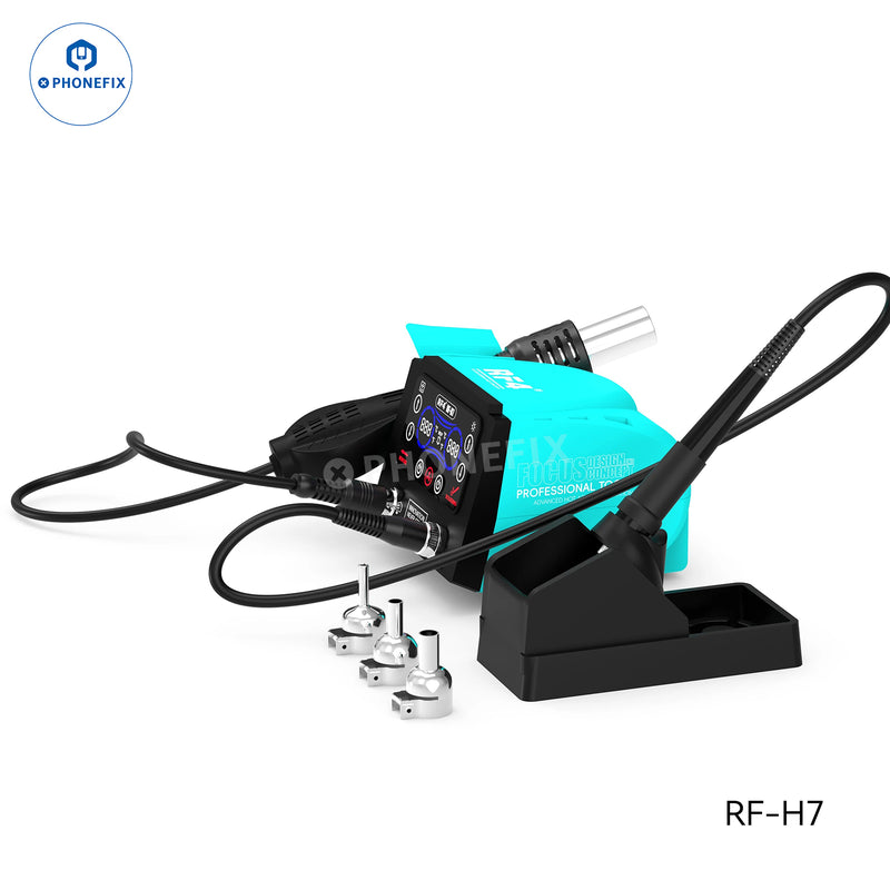 RF-H6 RF-H7 Hot Air Soldering Iron 2 in 1 Station Digital Touch Display