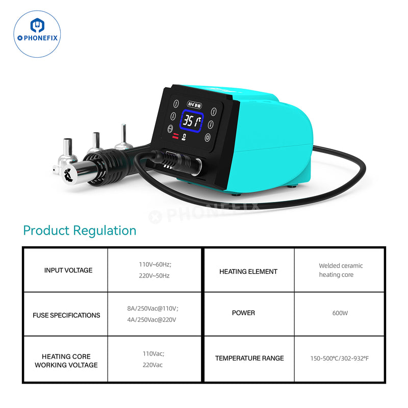 RF-H6 RF-H7 Hot Air Soldering Iron 2 in 1 Station Digital Touch Display