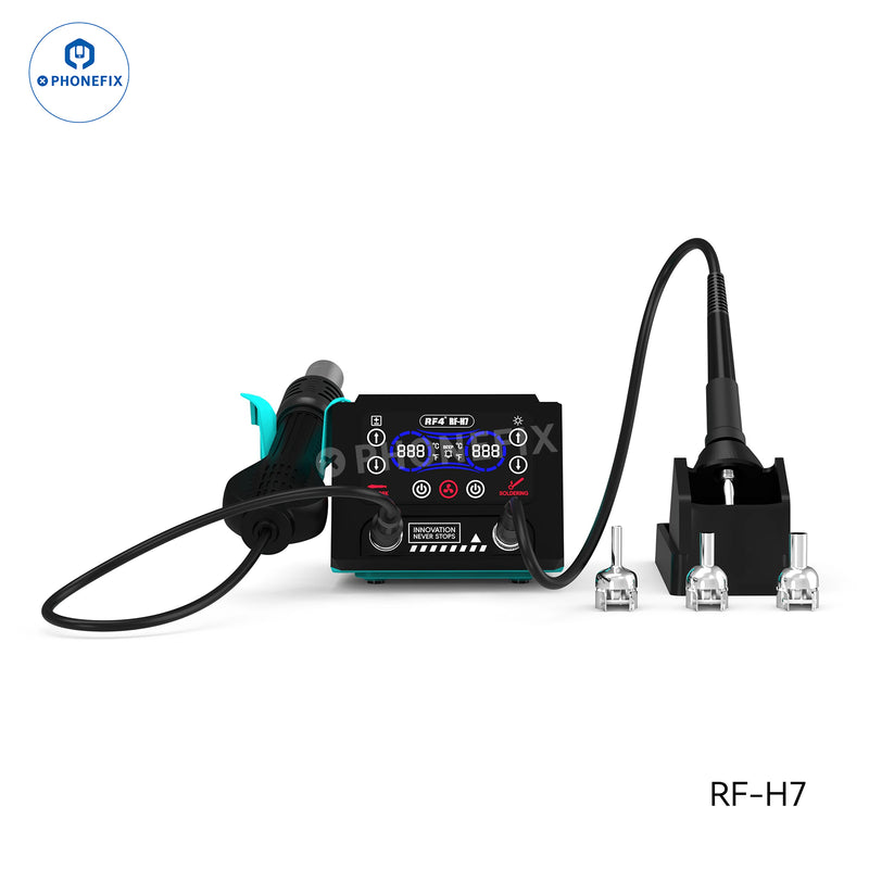 RF-H6 RF-H7 Hot Air Soldering Iron 2 in 1 Station Digital Touch Display