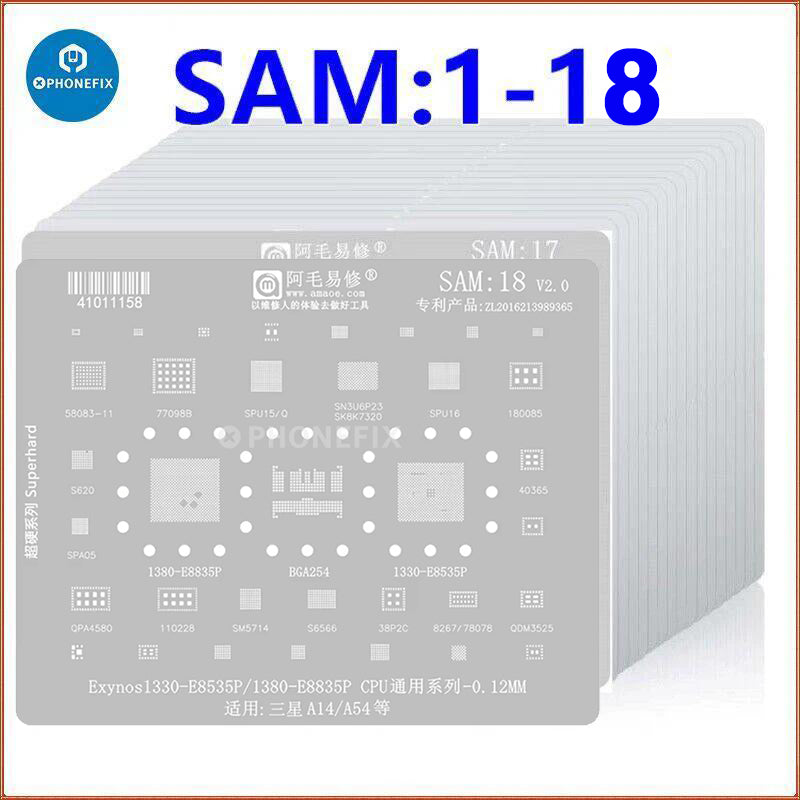 Amaoe BGA Reballing Stencil Template For Samsung SAM1-SAM18