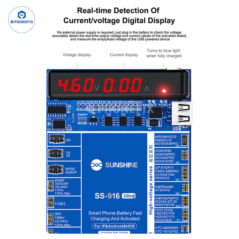 SS-916 Ultra Android & iPhone X-16 Fast Charging Battery Activation Board