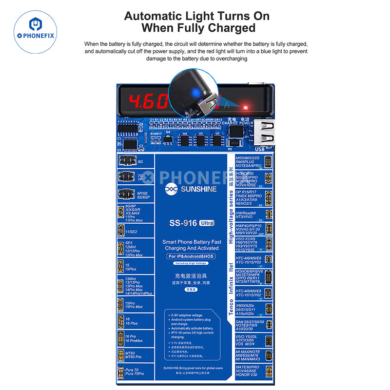 SS-916 Ultra Android & iPhone X-16 Fast Charging Battery Activation Board