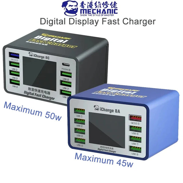 Mechanic iCharge 8A/8C Digital Fast Charger With 8 Charging Ports