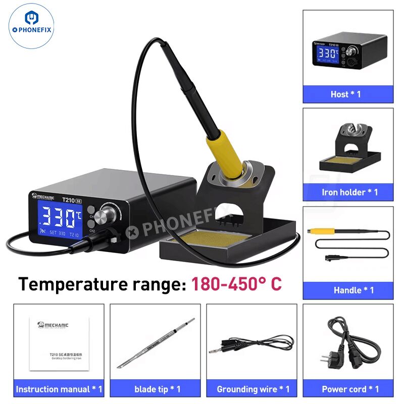 MECHANIC T210 SE Thermostatic Soldering Station with C210 Iron Tips