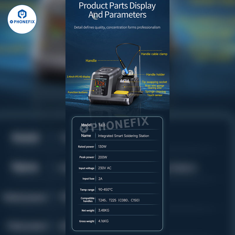 AIXUN T413 Integrated Soldering Station With T245/T225 Handle