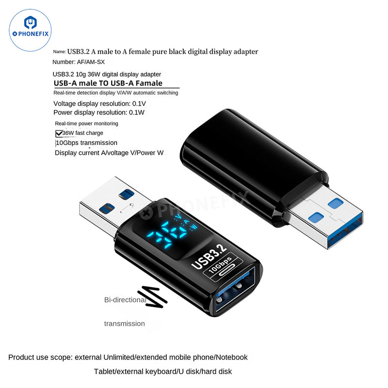 Digital Display Type-C USB 3.2 Mobile Phone Laptop Adapter