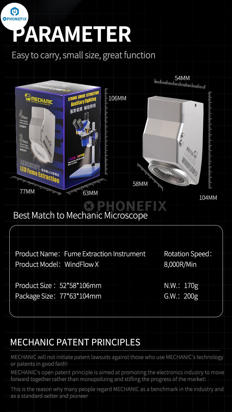 MECHANIC Microscope Fume Extraction Instrument Smoke Absorber