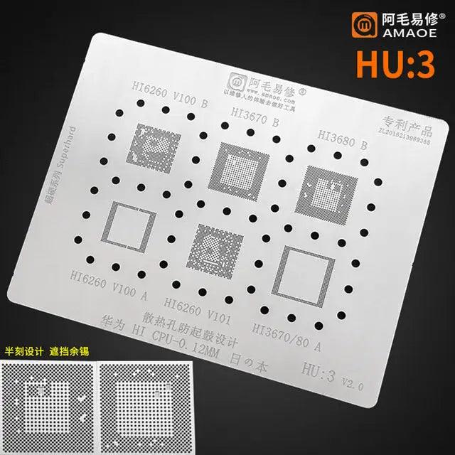 Amaoe BGA Reballing Stencil For Huawei CPU HU:1-4 - HU:3 -