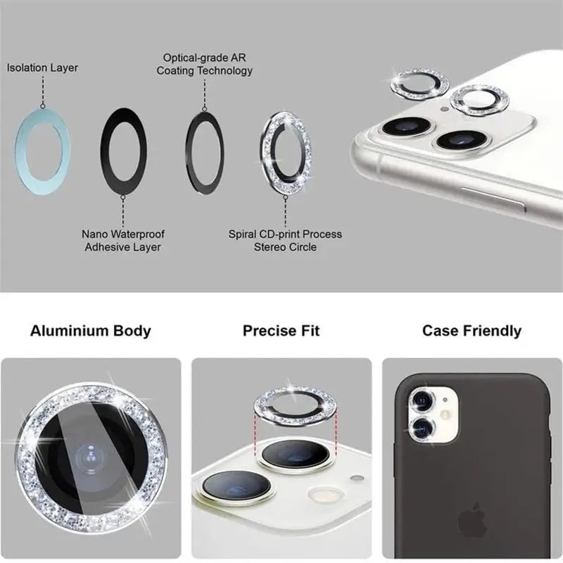 Bling Diamond iPhone 13 / 13 Mini Camera Lens Protector - OTOFLY