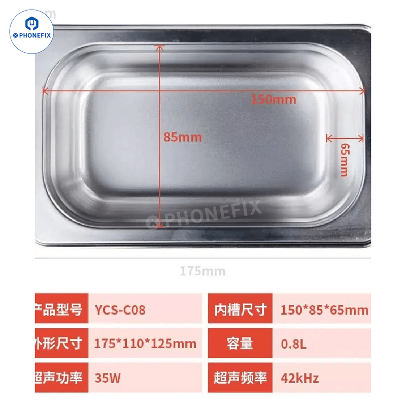 YCS Ultrasonic Cleaner Washing Water Phone PCB IC Camera Cleaning