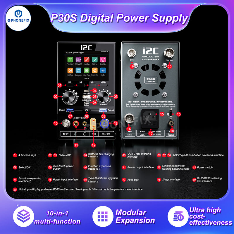 i2C P30 P30S Digital Power Supply Multi-function Phone Repair Platform