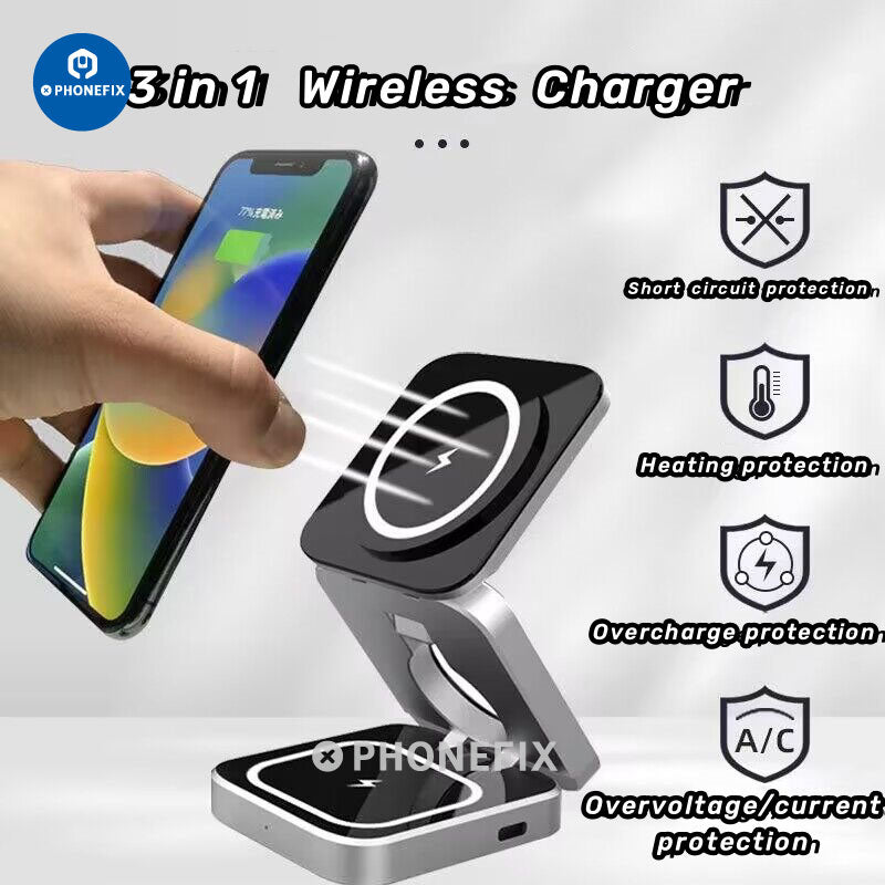 3 in 1 Foldable Magnetic Wireless Charger Fast Charging Station