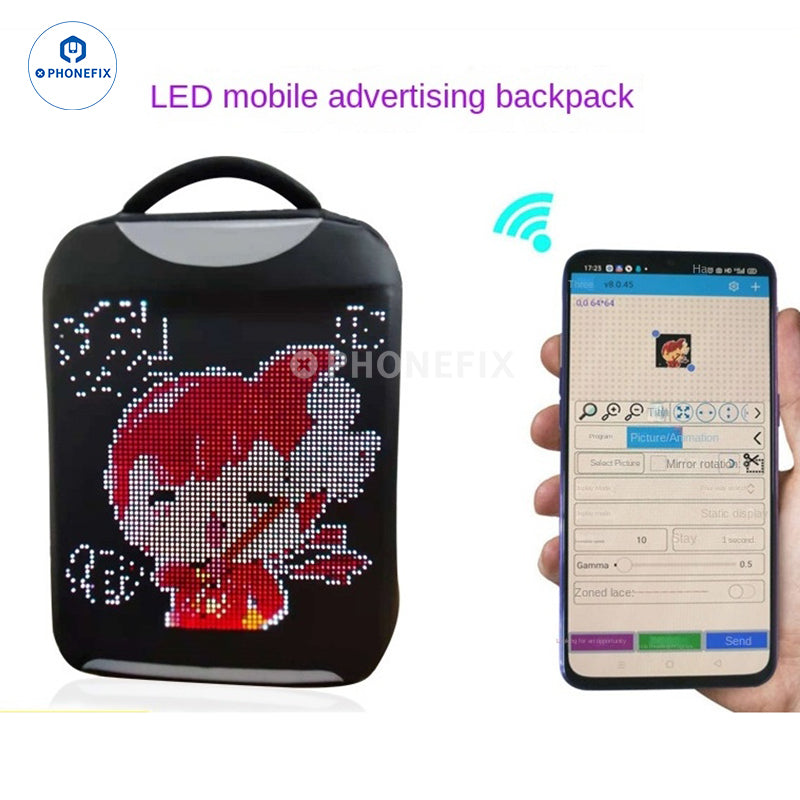 LED Backpack DIY Advertising Business Phone Laptop Repair Bag