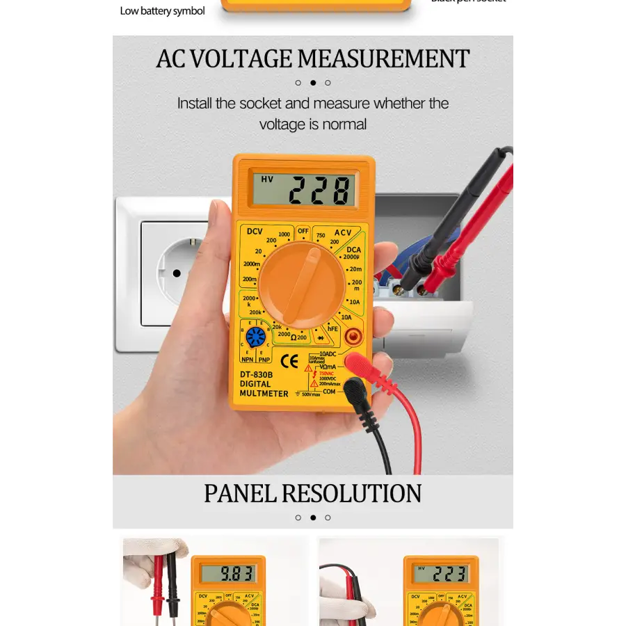 Ologymart 101 Screen Digital Multimeter Volt Ohm Meter Ammeter Dt 830b