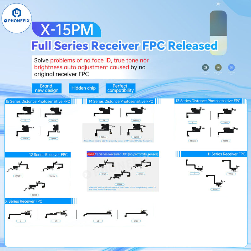 JC Receiver FPC Flex Repair iPhone X-15 Pro Max Face ID True Tone