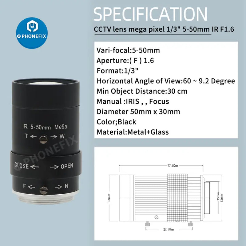 HDMI 4K UHD Camera 5.0-50mm F1.6 Lens Industry Live Digital