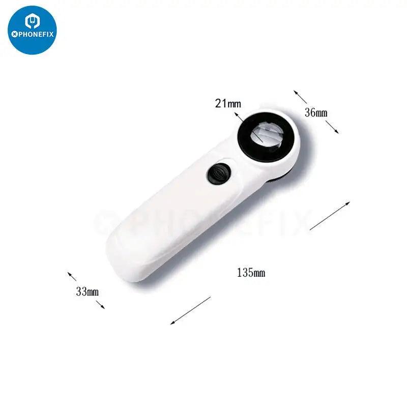 LED Light Handheld 40 Times HD Magnifier Glass For PCB