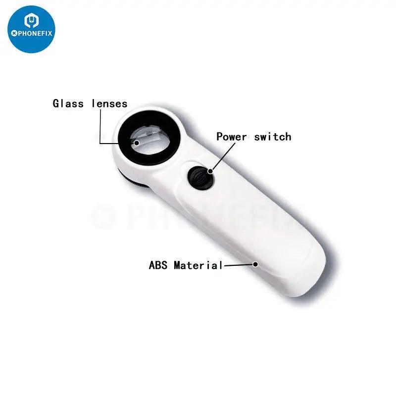 45x Handheld Magnifier Reading Magnifying Glass With 3 LED Light 2 Colors  Optional