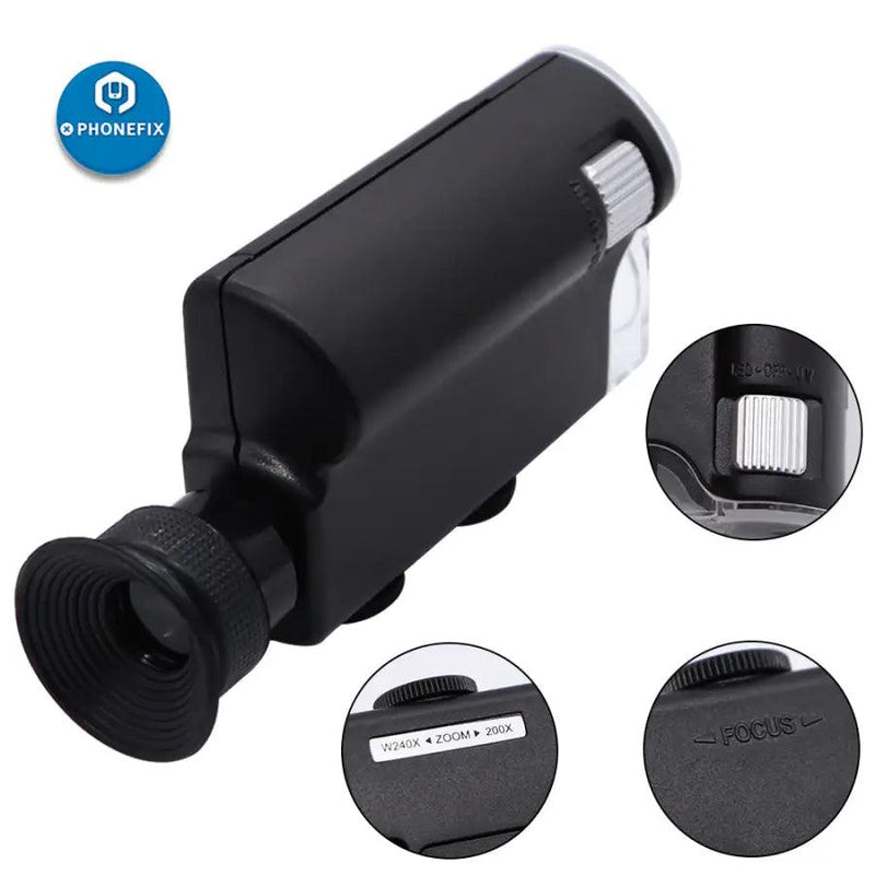 Mini Handheld 60X-240X Pocket Microscope Magnifer Loupe - CHINA PHONEFIX