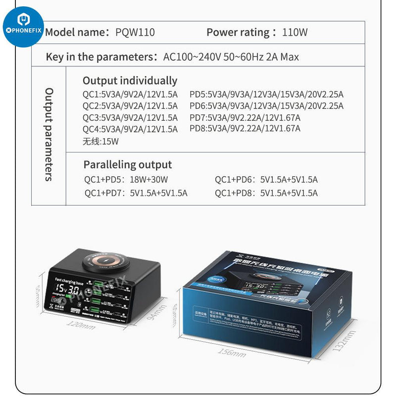 Multifunction Digits Display wireless Charging Desktop Power Supply - CHINA PHONEFIX