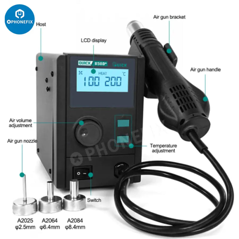 QUICK 858D+ Lead Free Desoldering Station 750W Hot Air Gun