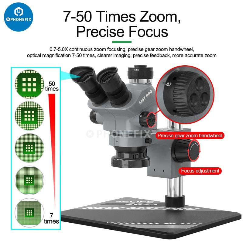 Relife RL-M5T-B11 7-50X HD Trinocular Zoom Stereo Microscope - CHINA PHONEFIX